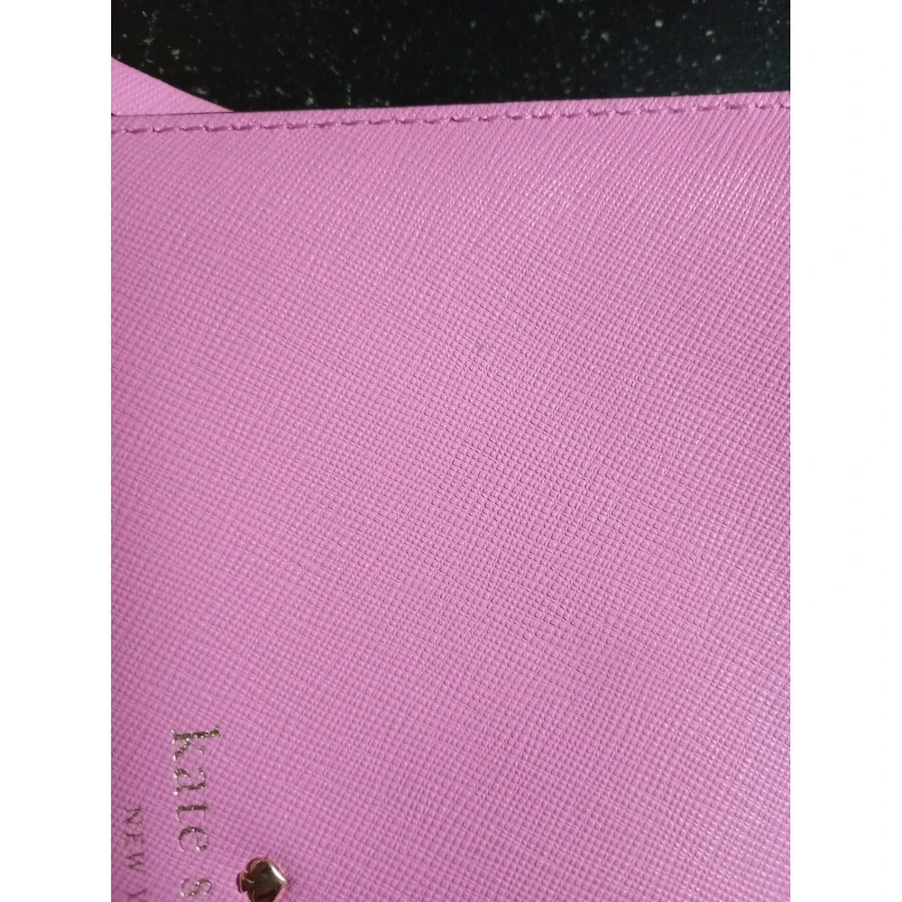 Kate Spade Wristlet Wallet‎ Womens Pink Saffiano Leather Zip ID Card Case Purse